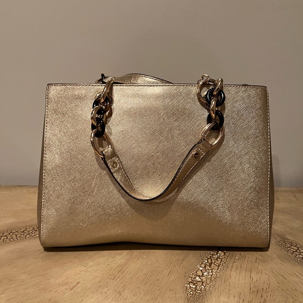 MICHAEL Michael Kors Gold Shoulder Bag with Chain Handles